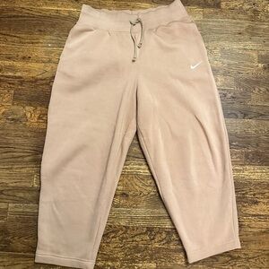 Nike Womens Tan/Nude Crop Joggers W/Elastic Waistband and Tapered Ankles, Size L